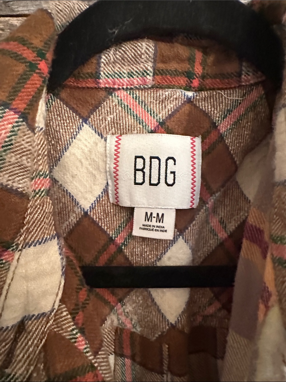 BDG Brown and Cream Plaid Button-Down flannel - Picture 2 of 6